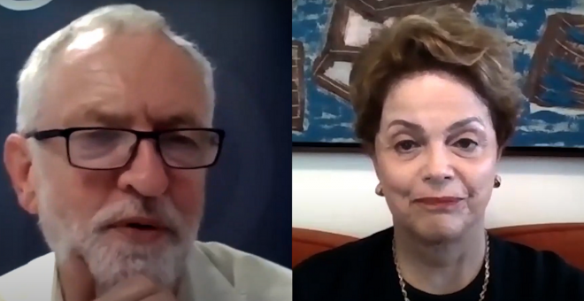 Jeremy Corbyn entrevista a Dilma Rousseff en la Cumbre del Fin del Mundo