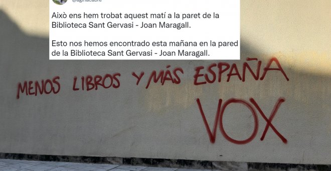 La pintada en una biblioteca de Barcelona que es "la mejor definición de Vox"