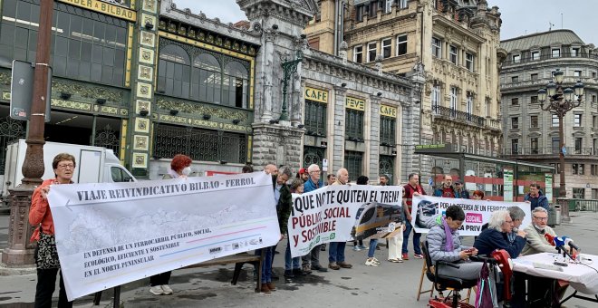 Arranca en Bilbao el "transcantábrico" en defensa del ferrocarril público y social