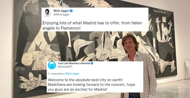 Mick Jagger hace turismo por Madrid y Almeida no pierde la oportunidad de hacerle la pelota: "Ya no vuelve"