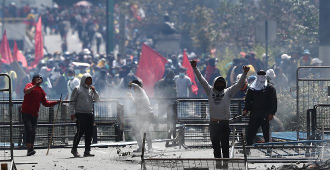 Disturbios en el centro de Quito durante noveno día de protestas en Ecuador