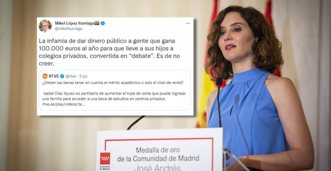 La tajante respuesta de Mikel Iturriaga a la medida de Isabel Díaz Ayuso: "La infamia de dar dinero público a gente que gana 100.000 euros al año"