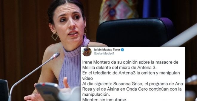 Así manipularon Telecinco, Antena 3 y Onda Cero las palabras de Irene Montero sobre Melilla