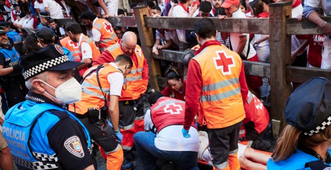 Un cántabro, herido por asta durante las vaquillas del tercer encierro de San Fermín