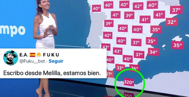 El error en un mapa del tiempo que ha subido la temperatura de los tuiteros: "Escribo desde Melilla. Estamos bien"