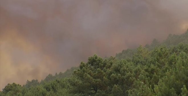 Felipe VI visita las zonas afectadas por los incendios en Extremadura