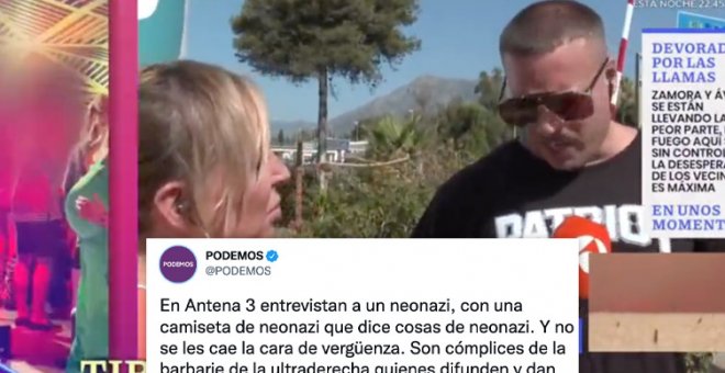"Un neonazi, con una camiseta de neonazi que dice cosas de neonazi": indignación por lo que se ha visto en 'Espejo Público' de Antena 3