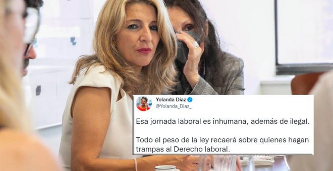 Yolanda Díaz responde a un camarero tras denunciar su abusiva jornada laboral: "Es inhumana e ilegal"