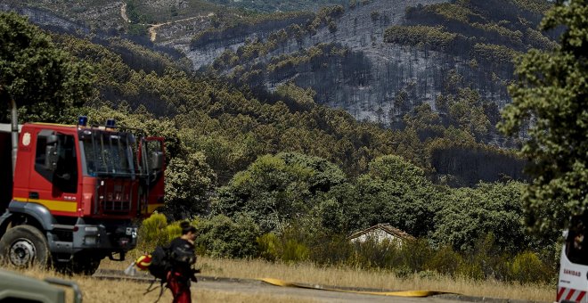 Una quincena de incendios continúan activos en España dejando miles de hectáreas quemadas y dos brigadistas heridos este fin de semana