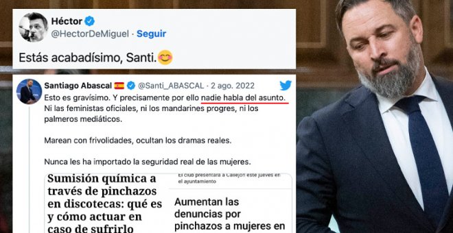 Abascal critica que nadie habla de las denuncias por sumisión química y le muestran la realidad: "Se acaba de despertar de la siesta"