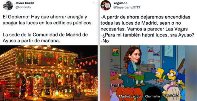 Los tuiteros tiran de ironía para resumir la enésima cruzada de Ayuso contra el Gobierno: "Comunismo o escaparates con luces"