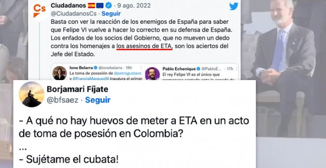 Ciudadanos borra un tuit que aplaudía al rey por "no plegarse a caprichos indigenistas" y lo cambian por otro que habla... de ETA