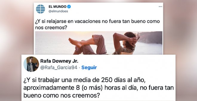 Un artículo insinúa que relajarse en vacaciones no es tan bueno y los tuiteros estallan: "Lo bueno es echar hormigón en Écija a las 4 de la tarde"