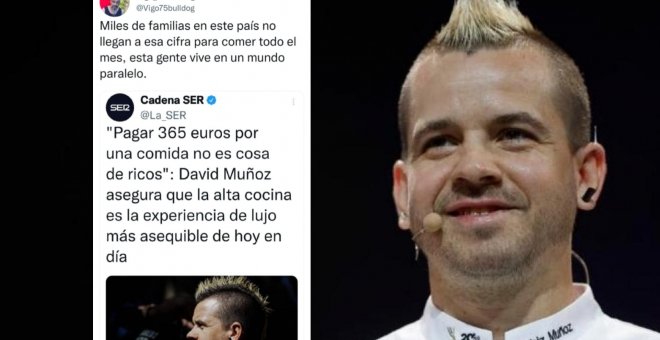 Los tuiteros estallan contra el chef Dabiz Muñoz tras defender que "pagar 365 euros por una comida no es de ricos": "Vive en un mundo paralelo"