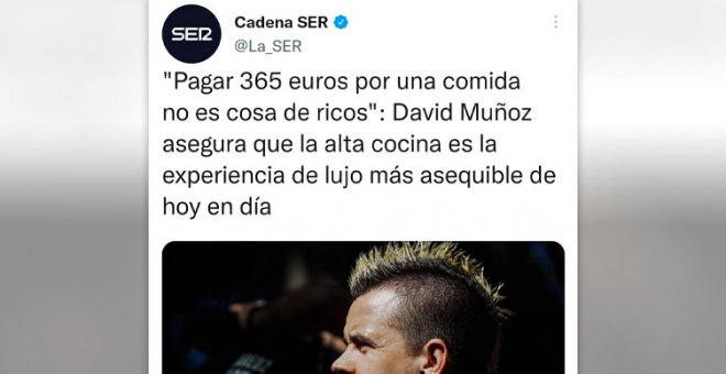 Un bar de Madrid triunfa con su respuesta al menú de 365 euros del chef Dabiz Muñoz: "El mejor tuit del mes"