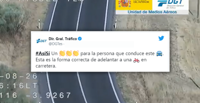 La DGT aplaude a un conductor por adelantar a un ciclista de forma correcta: "Así, sí"