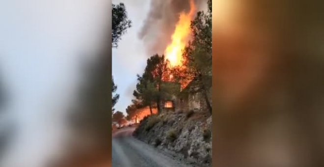 Los bomberos luchan contra el incendio que ya ha calcinado más de tres mil quinientas hectáreas en los Guájares