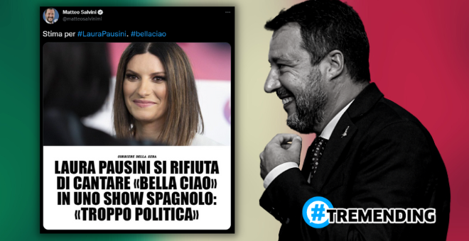 El líder de extrema derecha Matteo Salvini agradece a Laura Pausini que no cantara 'Bella Ciao' y los tuiteros alertan: "No posicionarse es posicionarse"