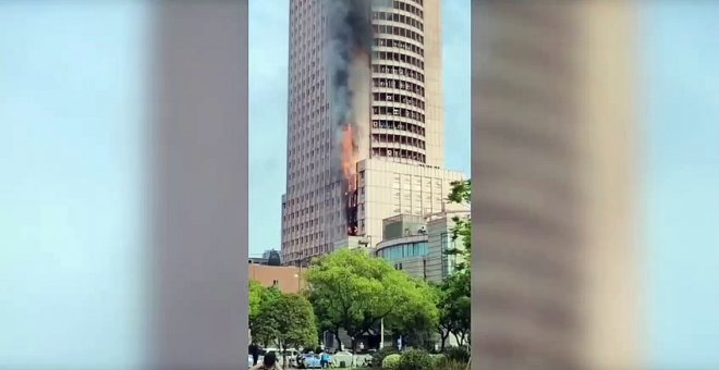 Imágenes del incendio de un edificio en China
