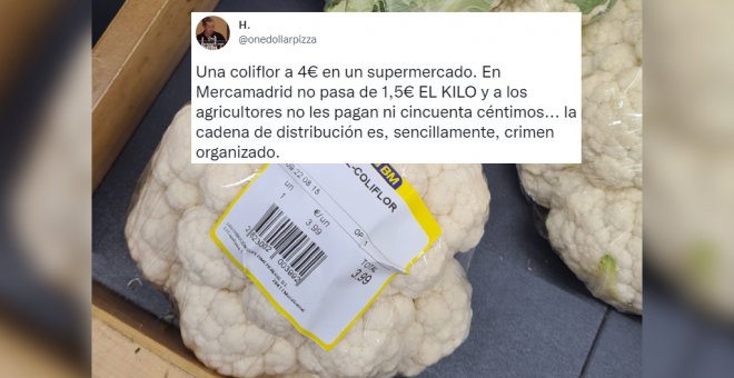 La protesta de un tuitero al ver el precio de la coliflor a cuatro euros: "La cadena de distribución es, sencillamente, crimen organizado"