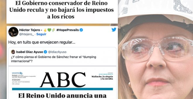 La recogida de cable de Liz Truss con su bajada de impuestos a los ricos, analizada en Twitter: "Feijóo, Ayuso y Moreno no comentarán esta noticia"