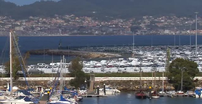 Atasco de vehículos en Vigo con destino Europeo