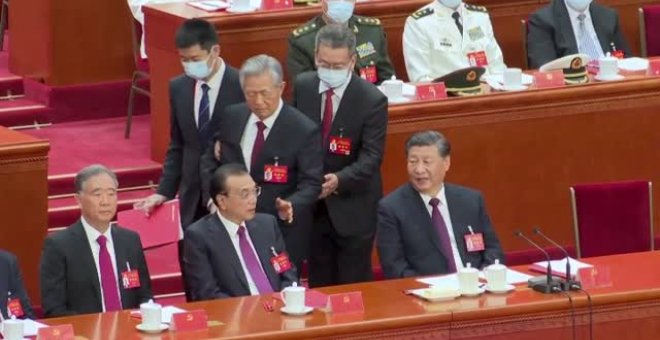 Expulsan al expresidente chino Hu Jintao fuera del Congreso del Partido Comunista