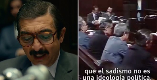 El vídeo viral que mezcla una escena de la película 'Argentina, 1985' con imágenes reales del Juicio a las Juntas: "Piel de gallina"