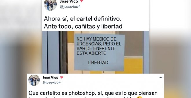 Este cartel sobre el caos de la sanidad madrileña es un 'fake' (que da en el clavo)