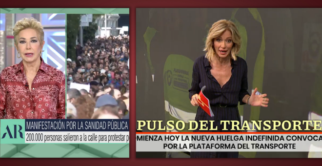 'El programa de Ana Rosa' y 'Espejo Público' minimizan en sus matinales la manifestación sanitaria en Madrid