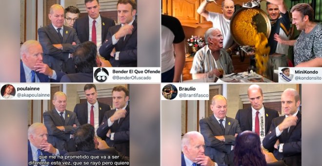 Los memes más cachondos con la foto de Pedro Sánchez con Biden, Scholz, Macron y Sunak en el G-20: "¿Os imagináis a Feijóo?"