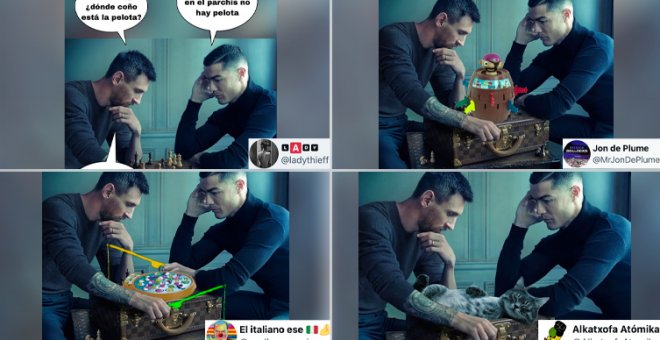 Los mejores memes con la foto de Messi y Ronaldo ante un tablero de ajedrez: "Yo este futbolín no lo acabo de entender"