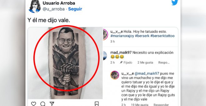 La fascinante historia detrás de un tatuaje con la cara de Mariano Rajoy: "Más épico no puede ser"
