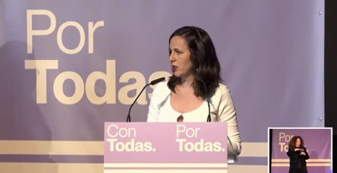 Irene Montero llama a la unidad del feminismo para avanzar en derechos y pide al PSOE que esté a la altura