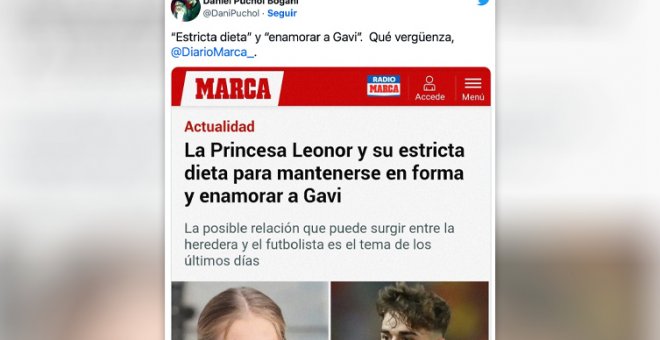 Indignación por un titular sobre la "estricta dieta" de la princesa Leonor: "No sé si es más enfermizo, más delirante o más misógino"