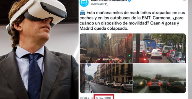 "Maldita Twitteca...": el mensaje de Almeida en 2018 cuando recriminaba a Carmena que Madrid se colapsaba con "cuatro gotas"