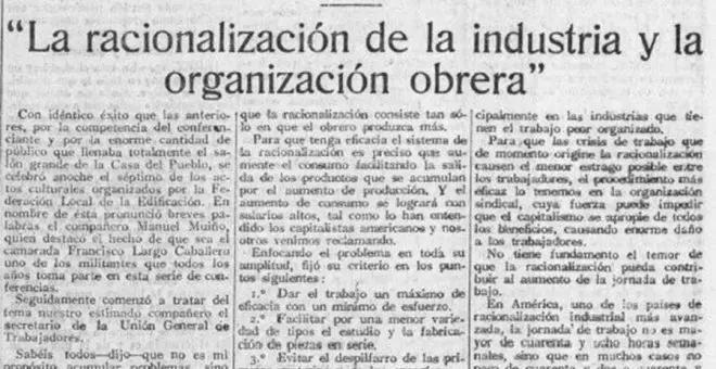 Francisco Largo Caballero y la racionalización del trabajo
