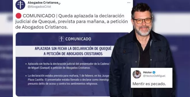 Abogados Cristianos recoge cable con su 'denuncia' contra Héctor de Miguel y el cómico responde: "Mentir es pecado"