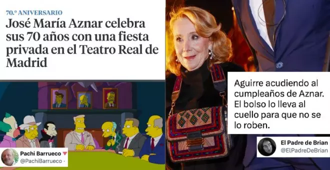 Cachondeo con la celebración del cumpleaños de Aznar en el Teatro Real: "No estamos todos, faltan los presos"