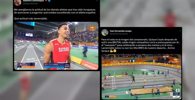 La "lamentable" reacción antideportiva de los atletas de la final de los 60 metros valla tras la aparatosa caída del español Quique Llopis