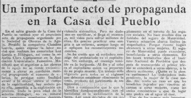 La mujer trabajadora y Clara Campoamor en 1929