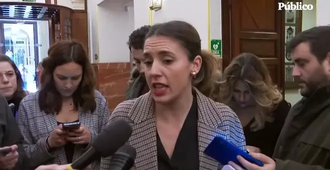 Irene Montero: "Es una mala noticia que el PSOE venga al Congreso a darse la mano con el PP"