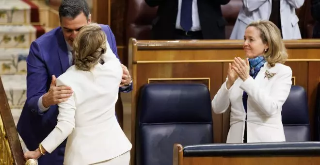 Yolanda Díaz y Pedro Sánchez ensayan tándem en la moción de censura de Vox