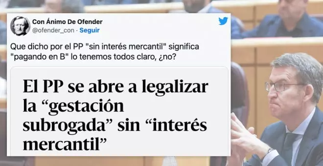 El PP, abierto a regular los vientres de alquiler si no hay ningún pago: "Como su sede, que también se la arreglaron gratis"