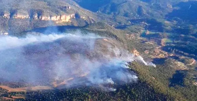 El incendio declarado en Ocentejo ha quemado ya 226 hectáreas y un "descuido humano" podría ser la causa