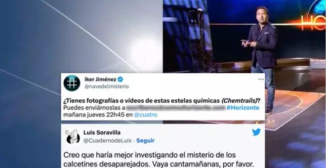 Ni machismo ni feminismo, 'chemtrails': la equidistancia de Iker Jiménez reta a la ciencia en su último programa