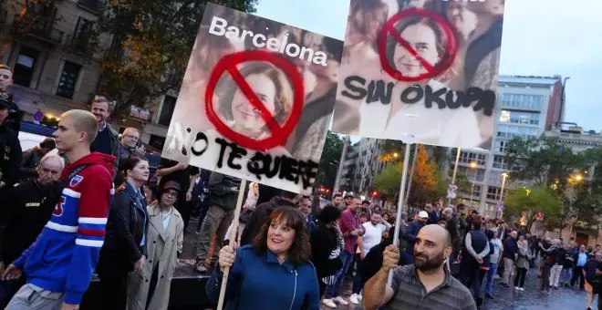 Así ha sido la manifestación deshinchada de Desokupa en Barcelona.