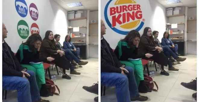 Bulocracia - La foto falsa de Yolanda Díaz y Ángela Rodríguez 'Pam' con el logo de Burger King
