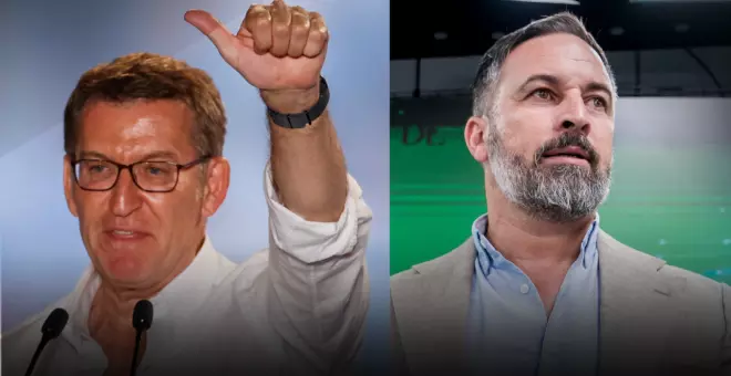 Los discursos de Feijóo y Abascal: de la aparente euforia del PP a la decepción de Vox