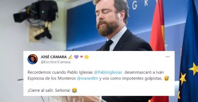 "¡Cierre al salir, Señoría!": los tuiteros recuerdan el enfrentamiento de Iglesias y Espinosa de los Monteros, el día que deja el escaño